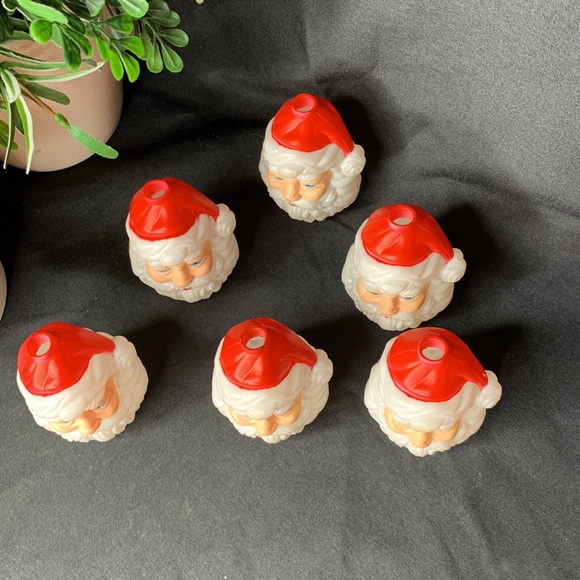 Set of 6 vintage Silversti Santa blowmold Christmas string light covers - Picture 4 of 7